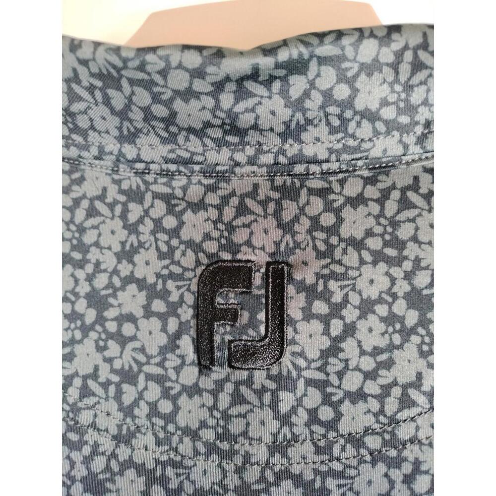 FootJoy FJ Men's Large Gray Floral Lisle Golf Polo Shirt Performance Trophy Logo - Picture 8 of 10